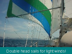Sarana sailing with double head sails.