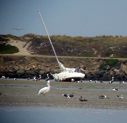 Boat on the Morro Bay Sand bar