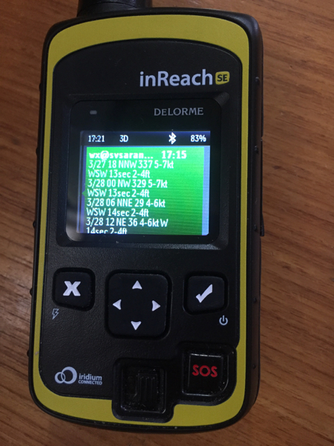 InReach device using this weather service